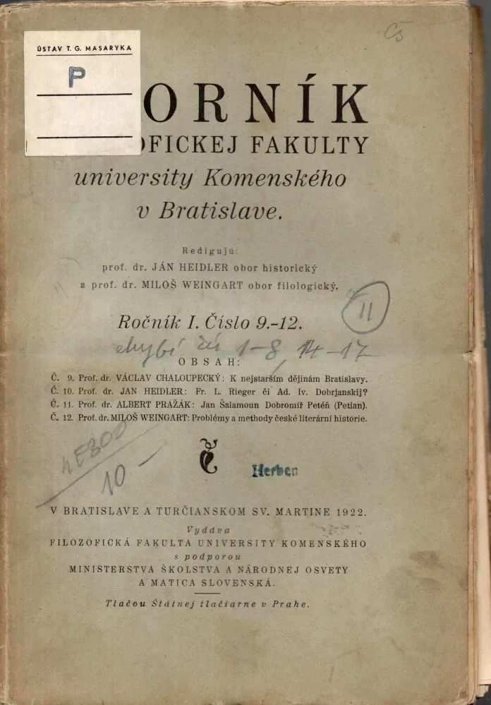 Sborník Filosofické fakulty University Komenského v Bratislave