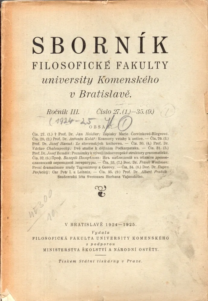Sborník Filosofické fakulty University Komenského v Bratislave