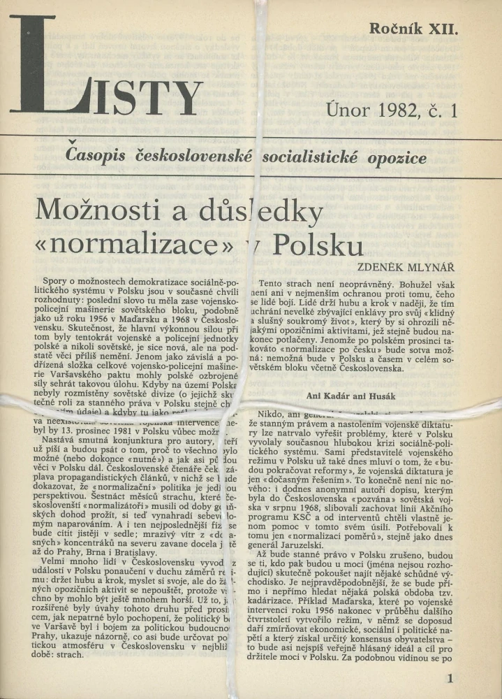 Listy, časopis československé socialistické opozice 1982 - komplet