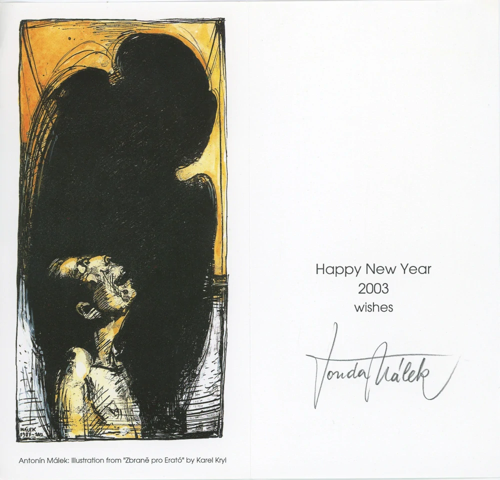 Antonín Málek - Happy New Year 2003 (podpis)
