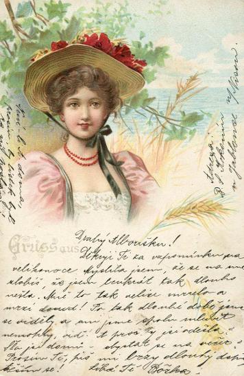 Přání - Dívka v klobouku