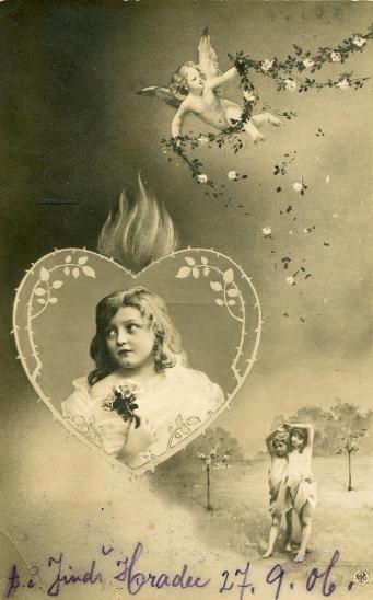 Přání - Dívenka v srdíčku