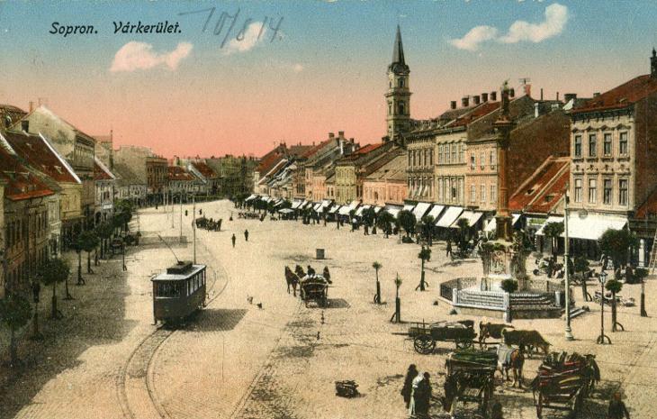 Sopron / Šoproň (Maďarsko) - tramvaj, koně 