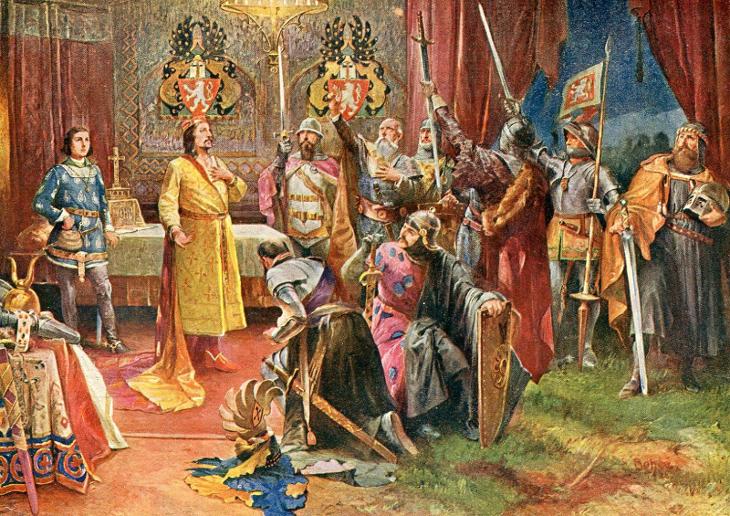 Král Přemysl Otakar II. před bitvou na Moravském poli