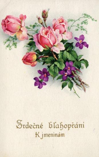 Srdečné blahopřání - růže, kytice
