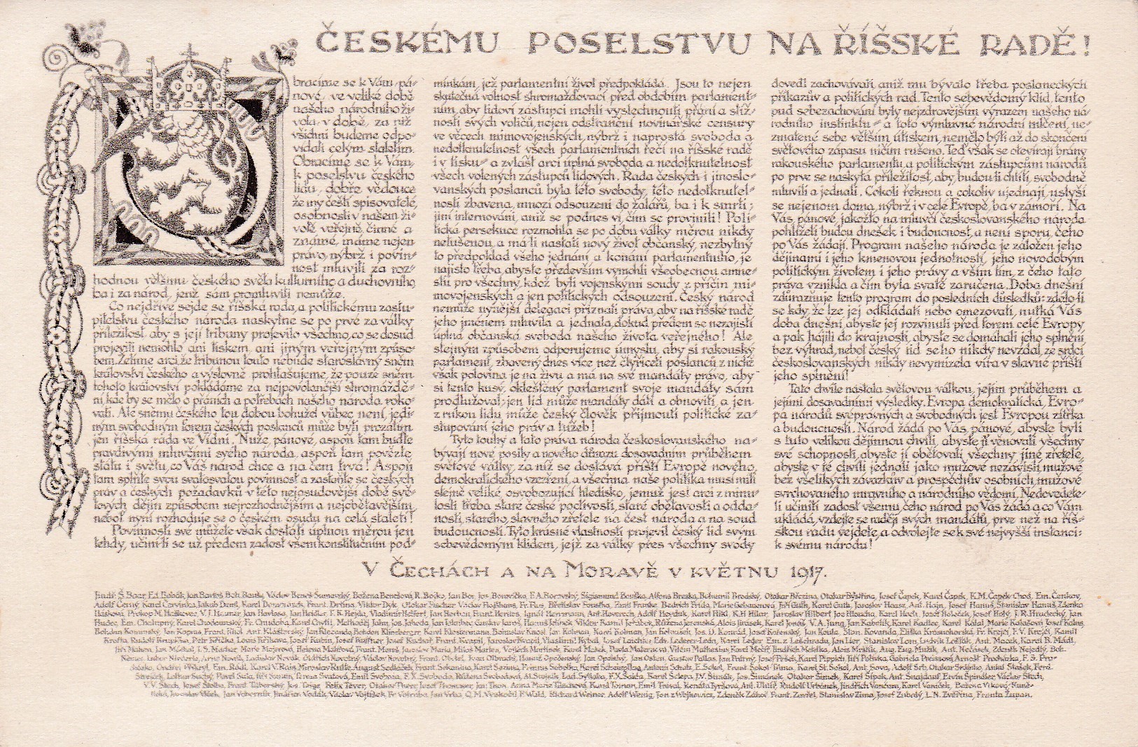 Českému poselstvu na Říšské radě!