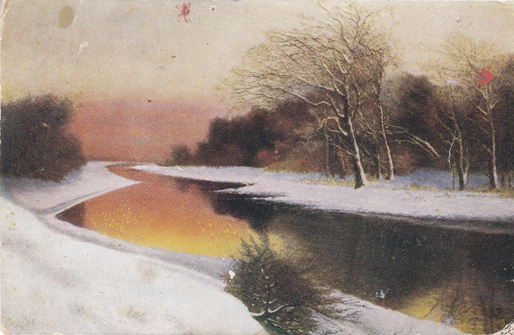 (Západ slunce v zimní krajině)