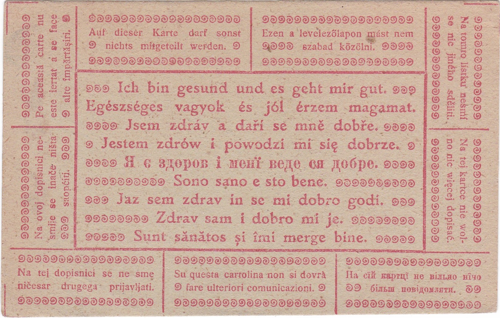 Feldpostkarte - "Jsem zdráv a daří se mi dobře"