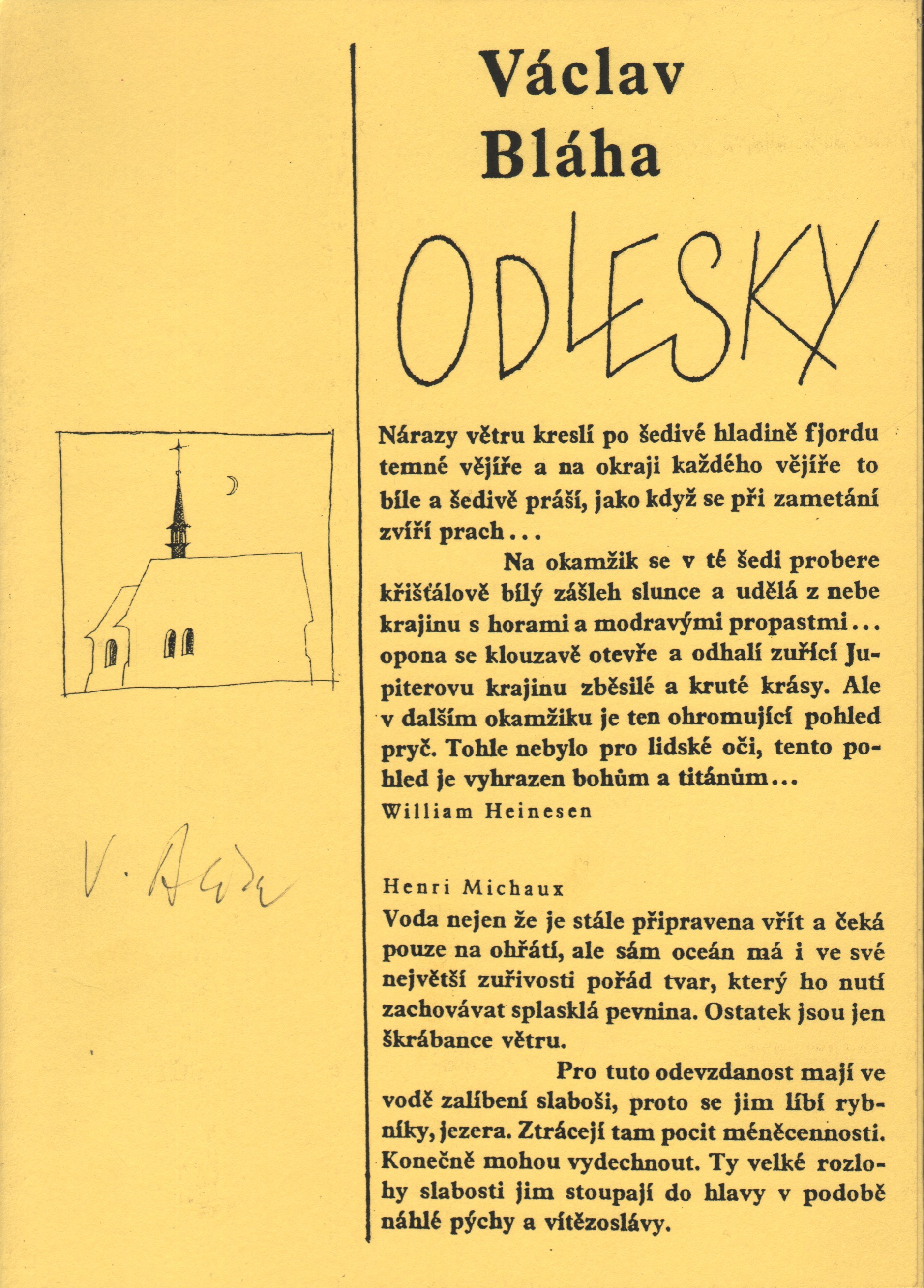 Václav Bláha: Odlesky (podpis)
