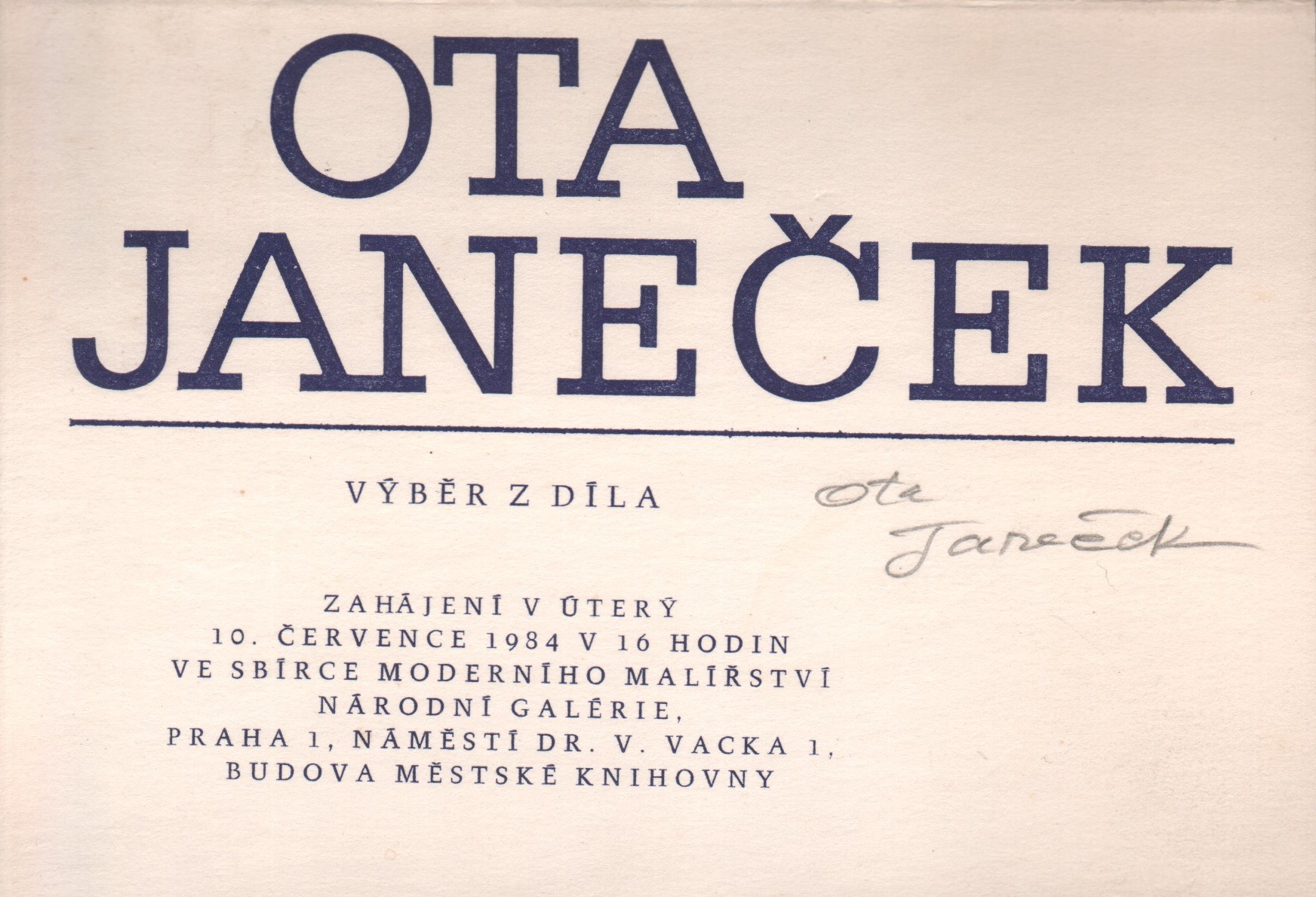 Ota Janeček: Výběr z díla (podpis)