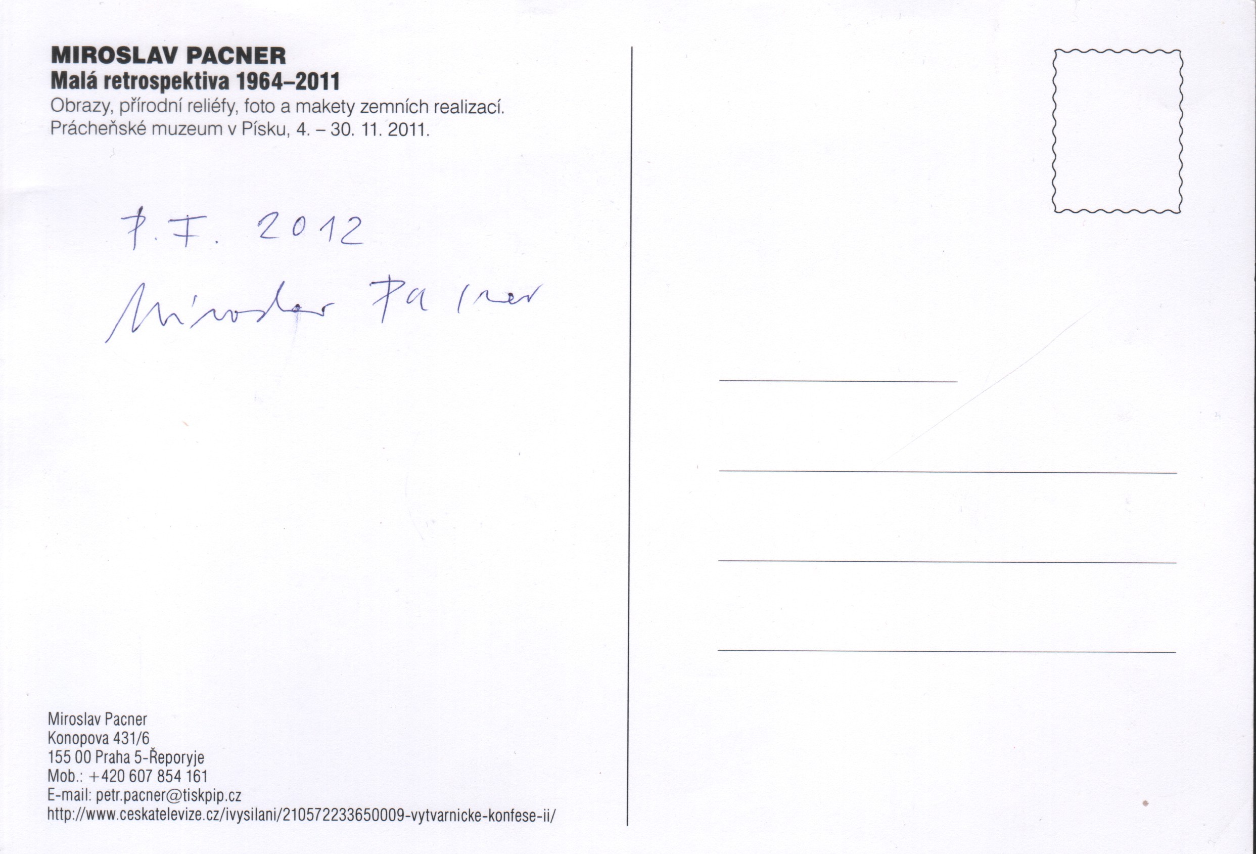 Miroslav Pacner: Malá retrospektiva 1964-2011 (podpis)