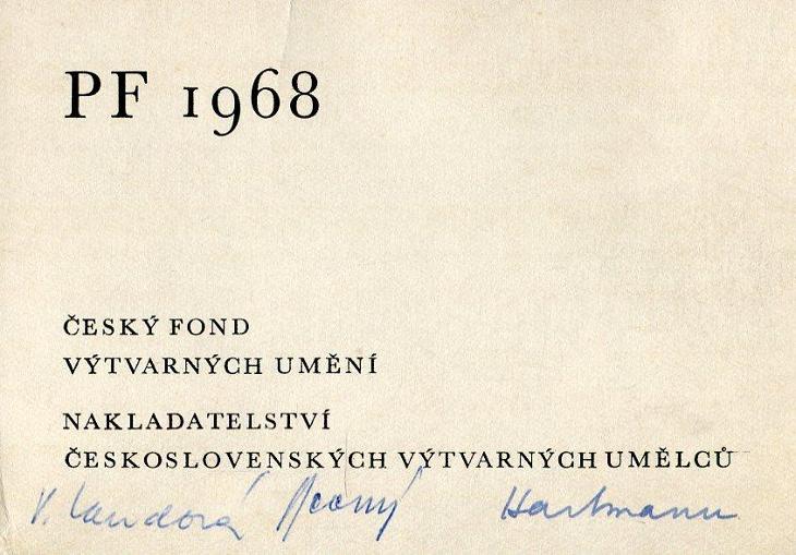 ČFVU PF 1968 - Věra Laudová, Antonín Hartmann, Gejza Pevný (podpisú