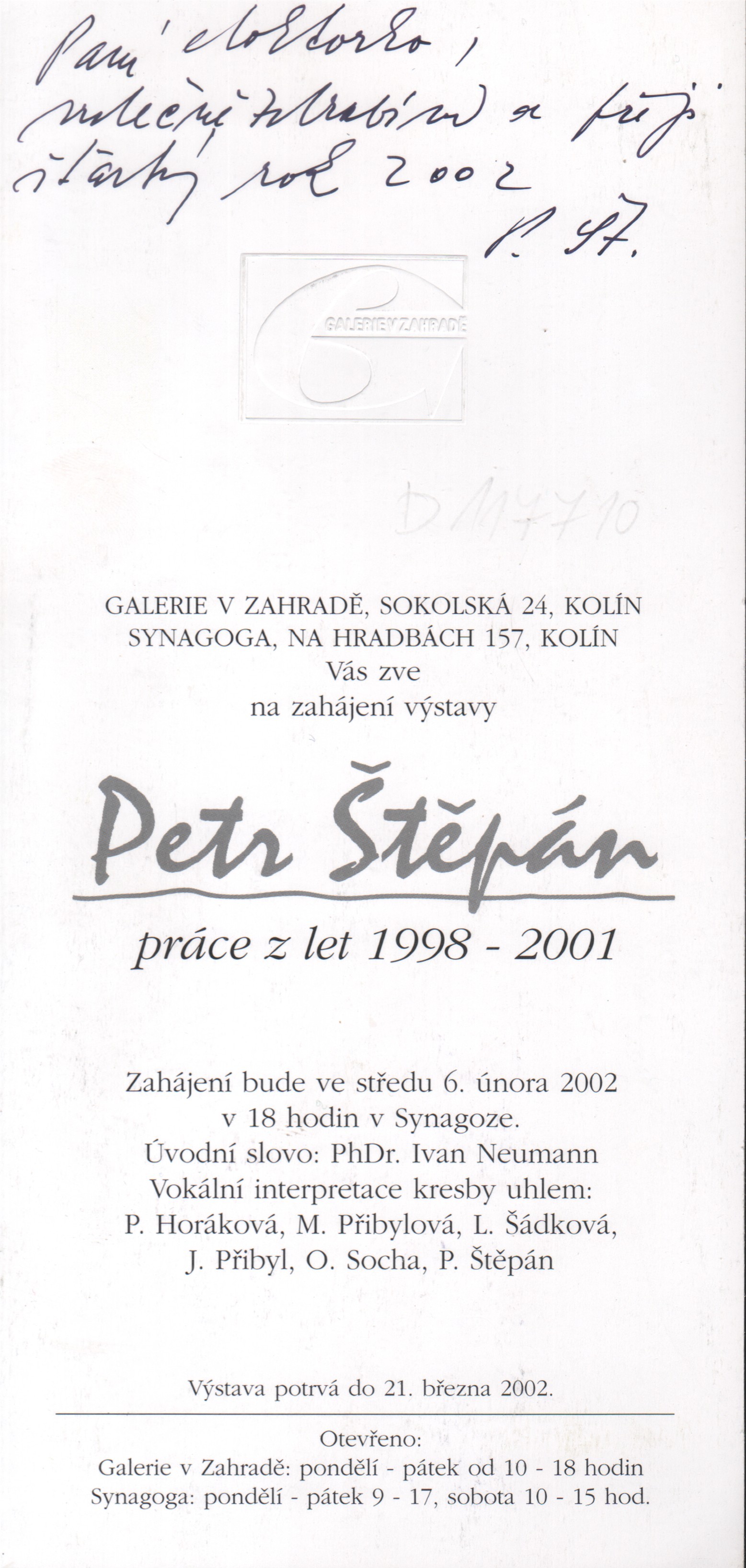 Petr Štěpán: Práce z let 1998-2001 (podpis)