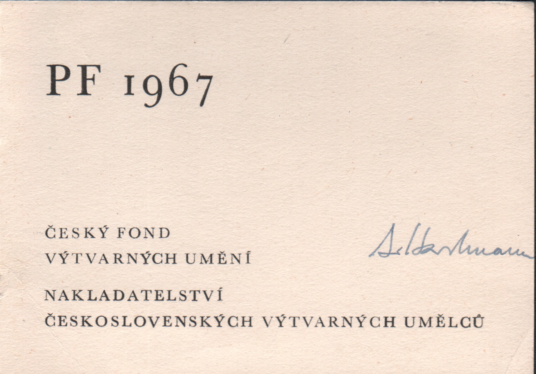 ČFVU PF 1967 - Antonín Hartmann (podpis)