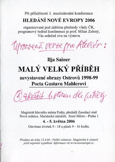 Ilja Sainer: Malý velký příběh (podpis)