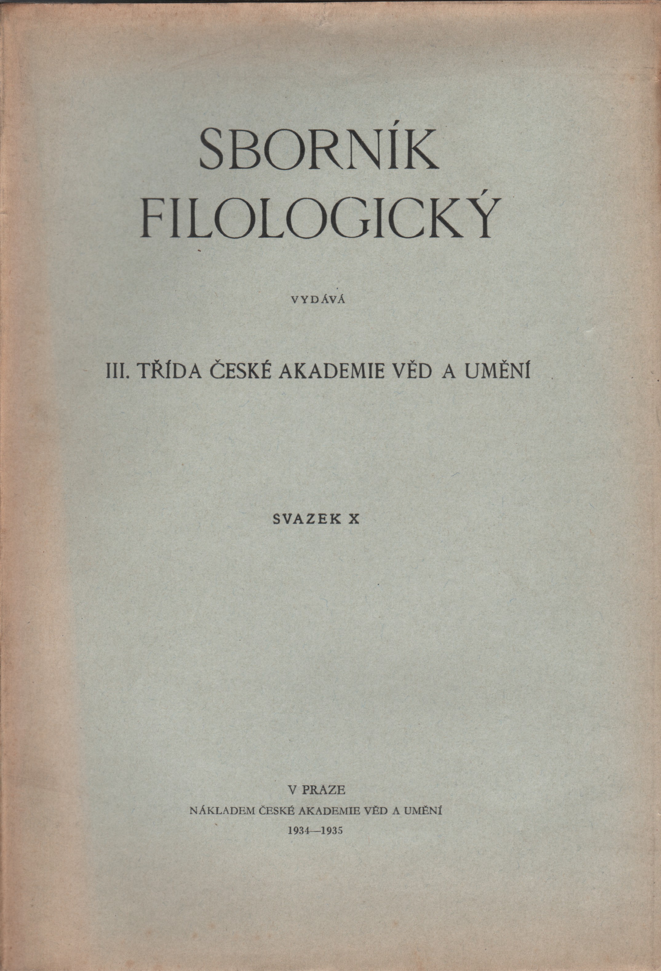 Sborník filologický, svazek X.