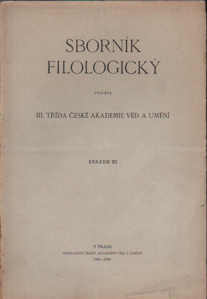 Sborník filologický, svazek XI.