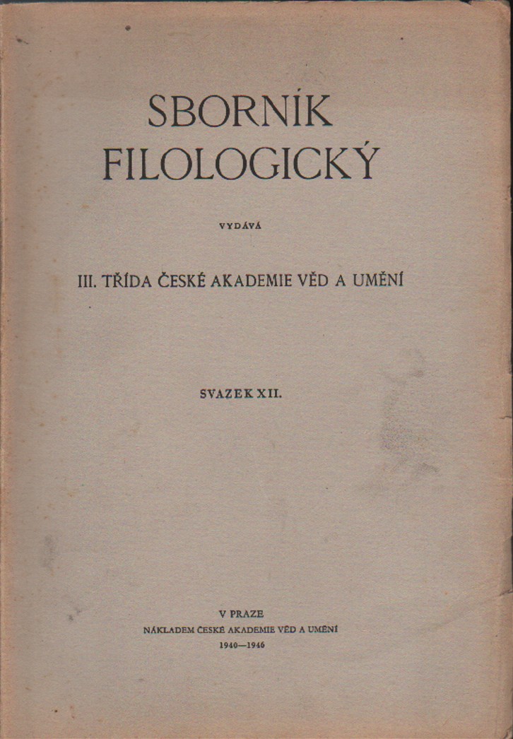 Sborník filologický, svazek XII.