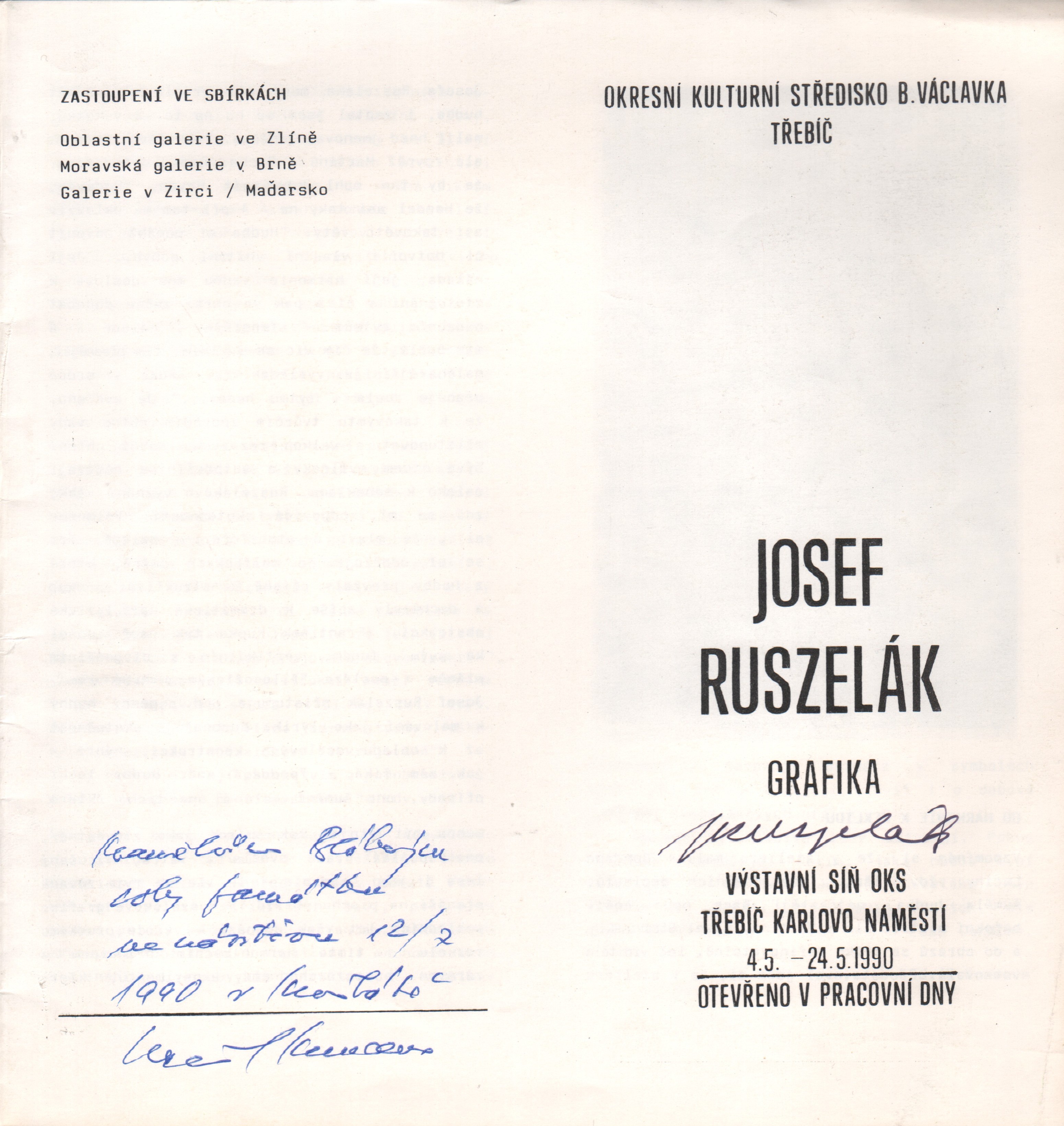 Josef Ruszelák: Grafika (podpis)