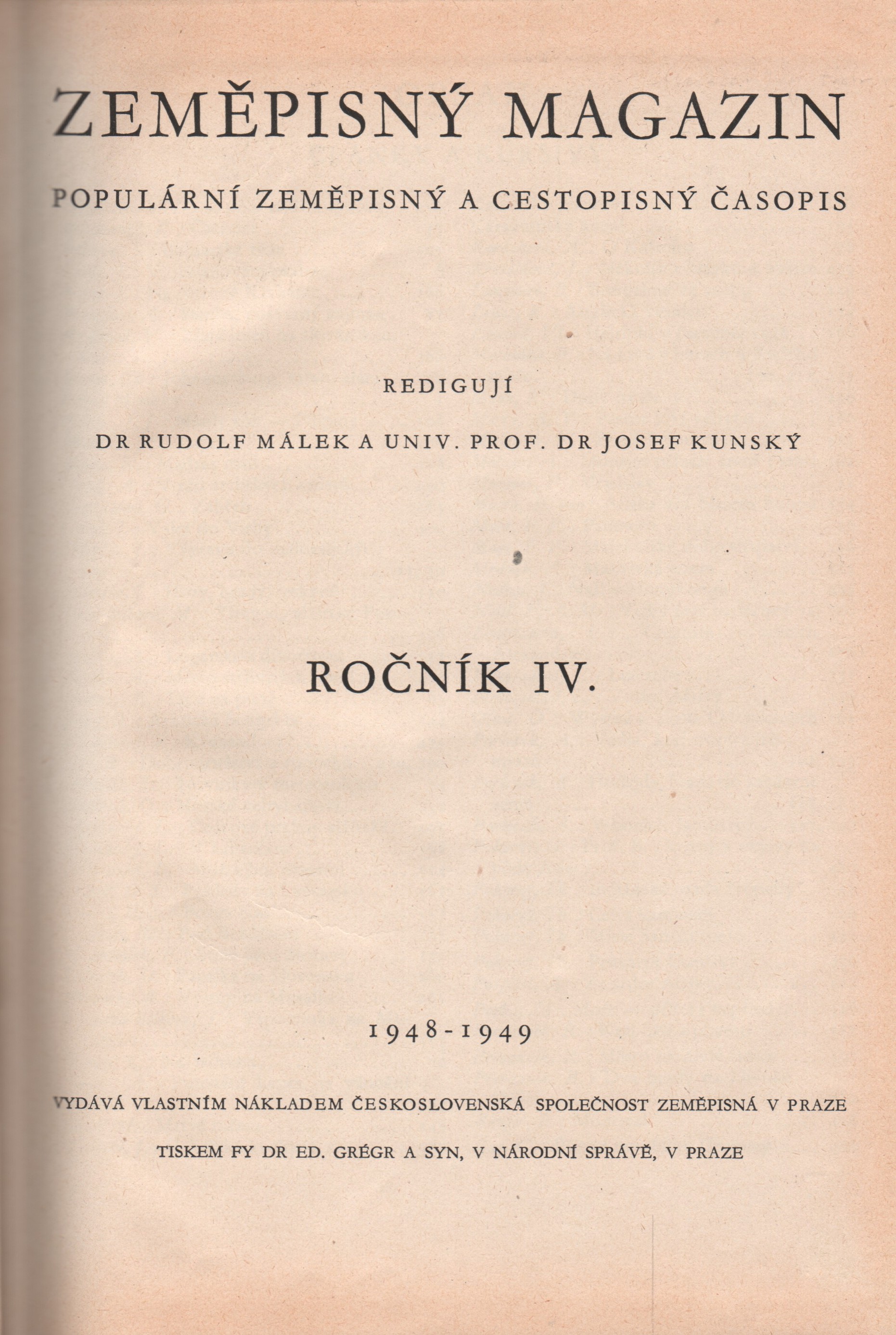 Zeměpisný magazin 1948-1949 r. 4 - komplet