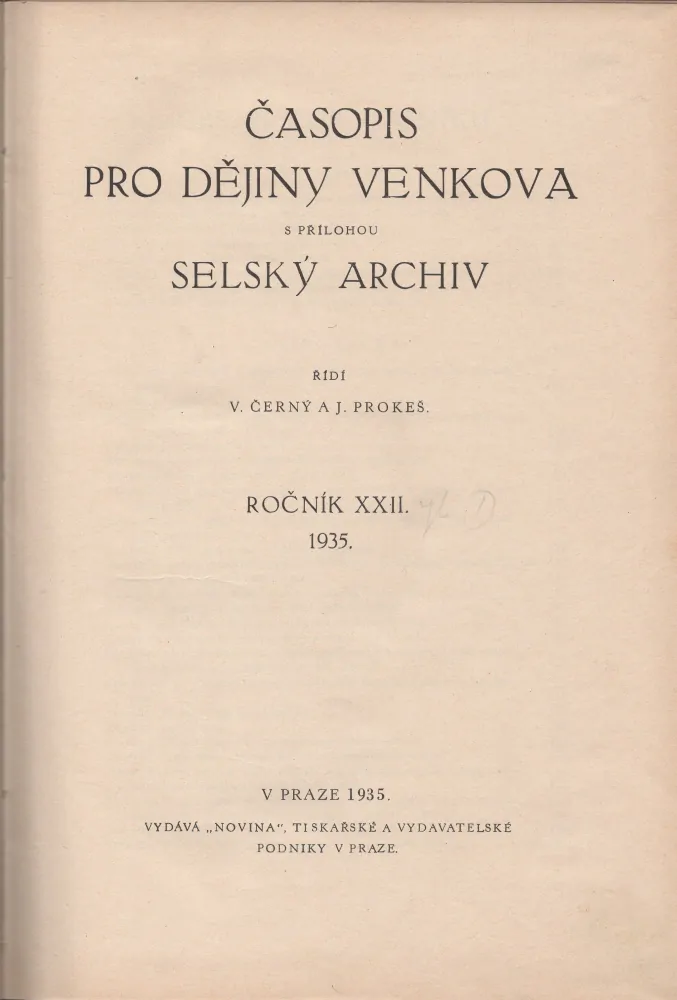 Časopis pro dějiny venkova 1935 - komplet