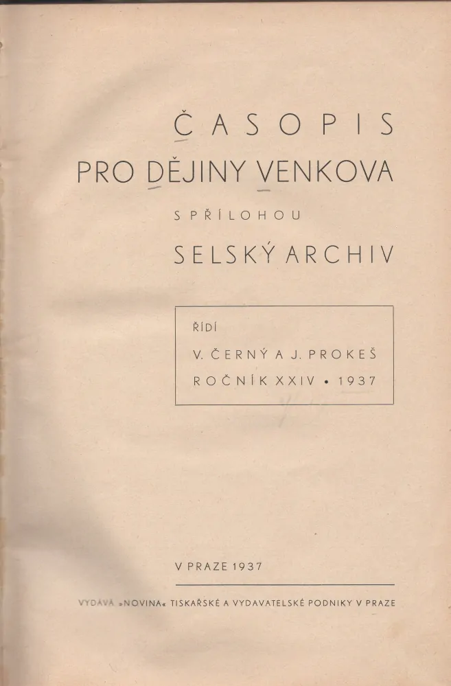 Časopis pro dějiny venkova 1937 - komplet