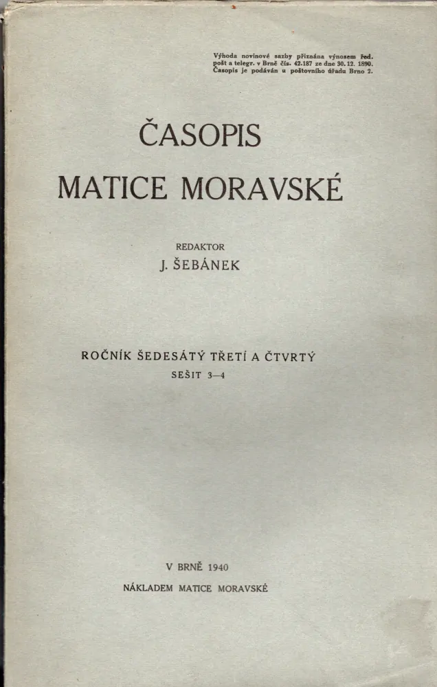 Časopis Matice moravské 1940 - komplet