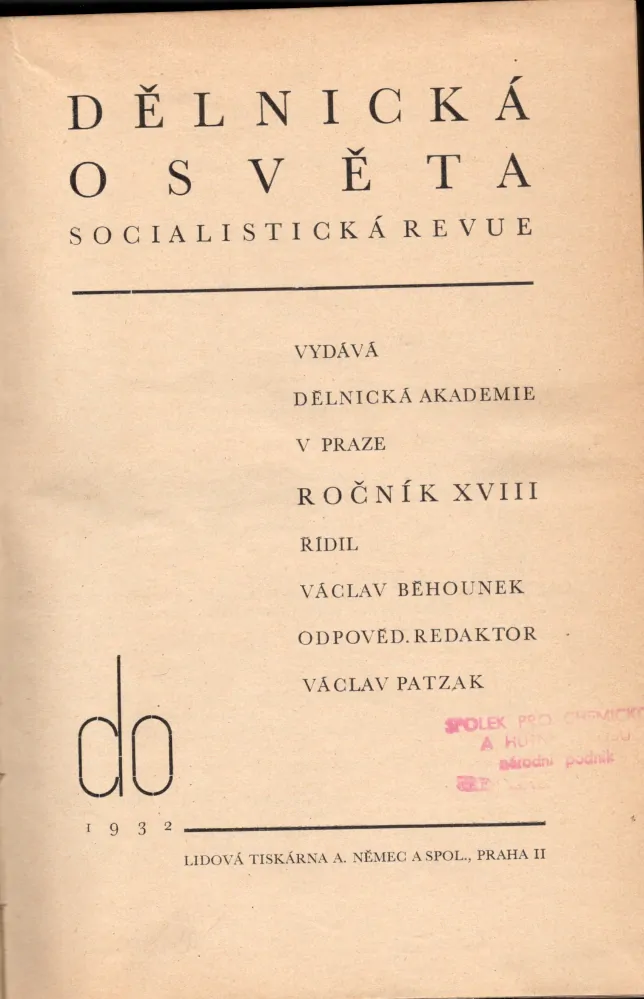 Dělnická osvěta 1932-1933, r. 18-19 - komplet