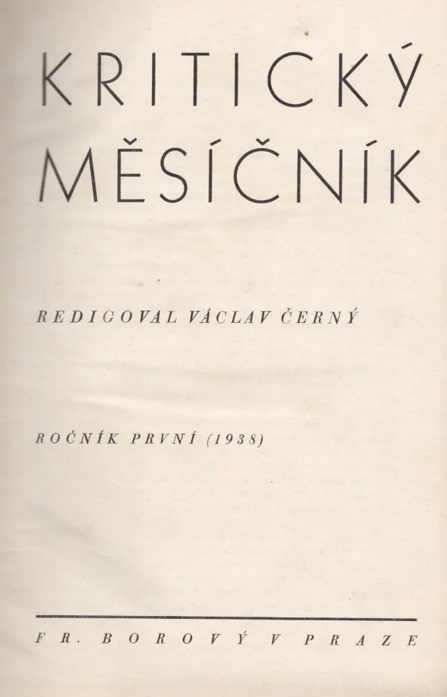 Kritický měsíčník 1938 r. 1 - komplet