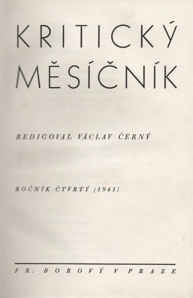 Kritický měsíčník 1941 r. 4 - komplet