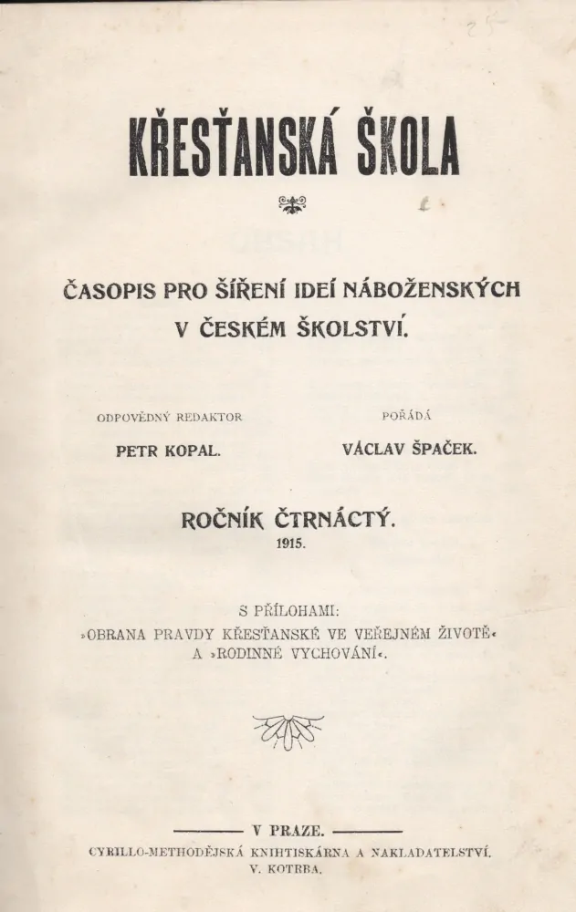 Křesťanská škola 1915 r. 14 - komplet