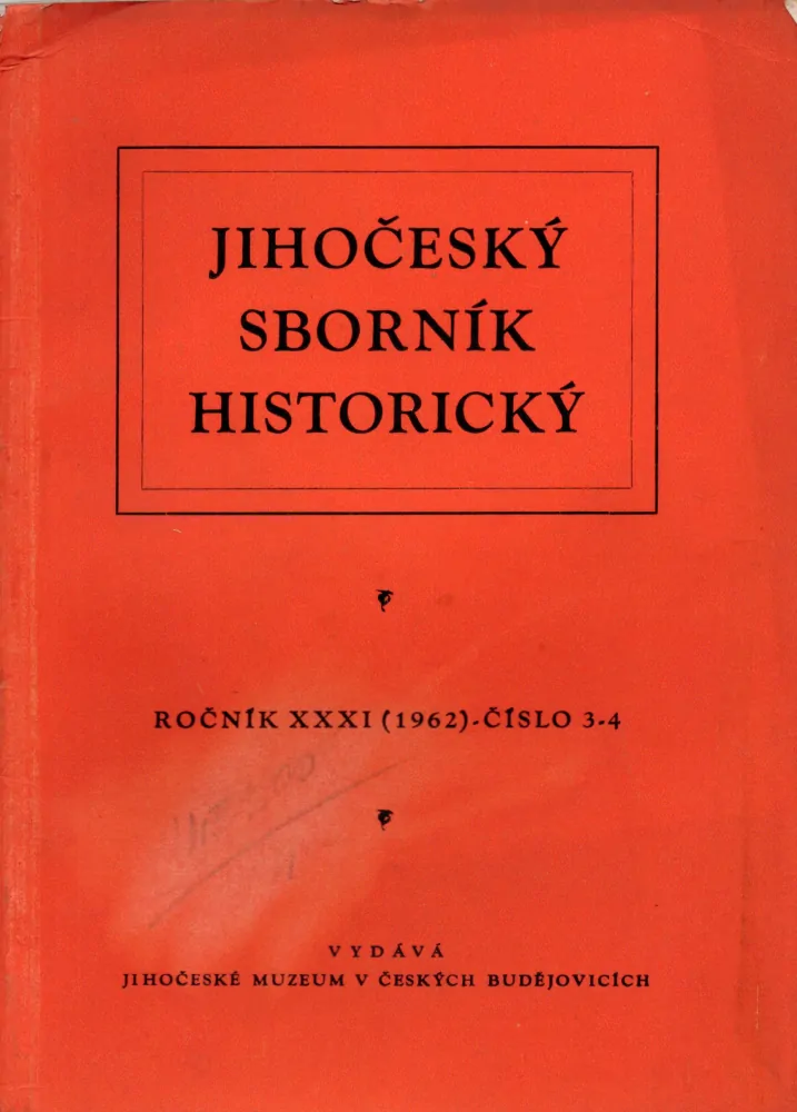 Jihočeský sborník historický 1962 r. 31 - komplet