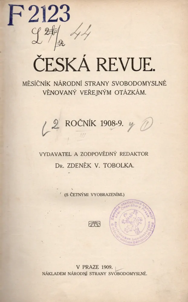 Česká revue 1908-09 r. 2 - komplet