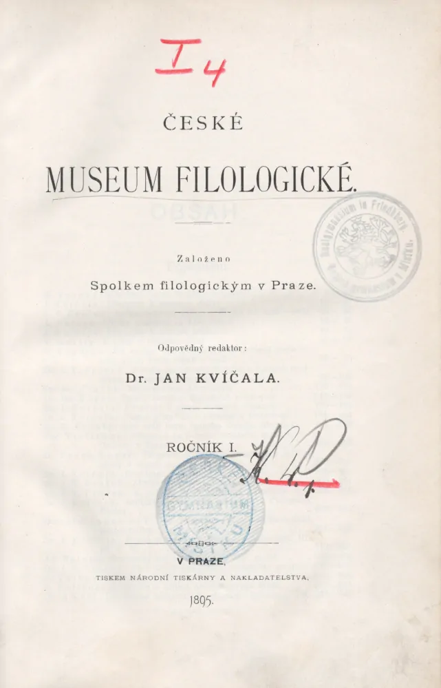 České museum filologické 1895 r. 1 - komplet