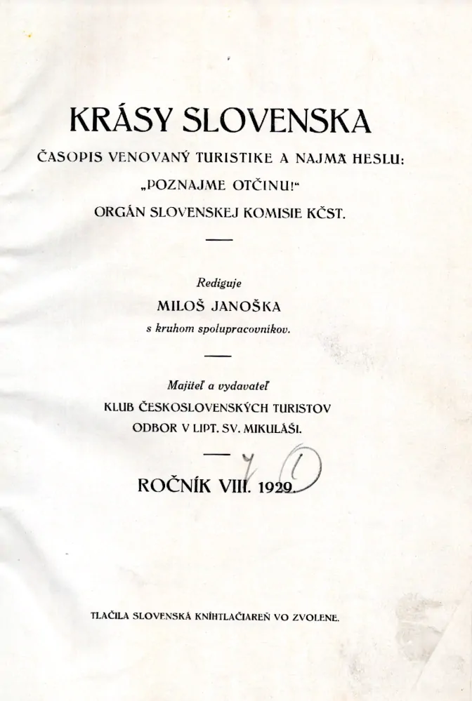Krásy Slovenska 1929 r. 8 - komplet