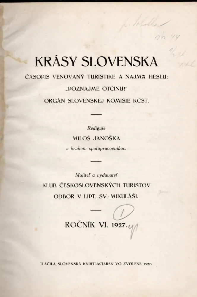Krásy Slovenska 1927 r. 6 - komplet