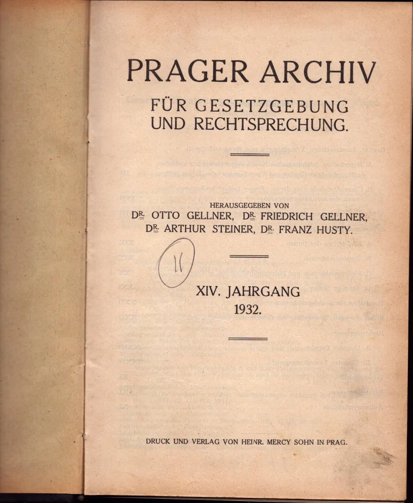 Prager Archiv für Gesetzgebung und Rechtsprechung 1932 - komplet