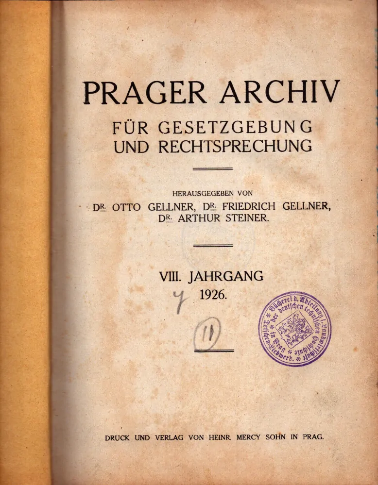 Prager Archiv für Gesetzgebung und Rechtsprechung 1926 - komplet