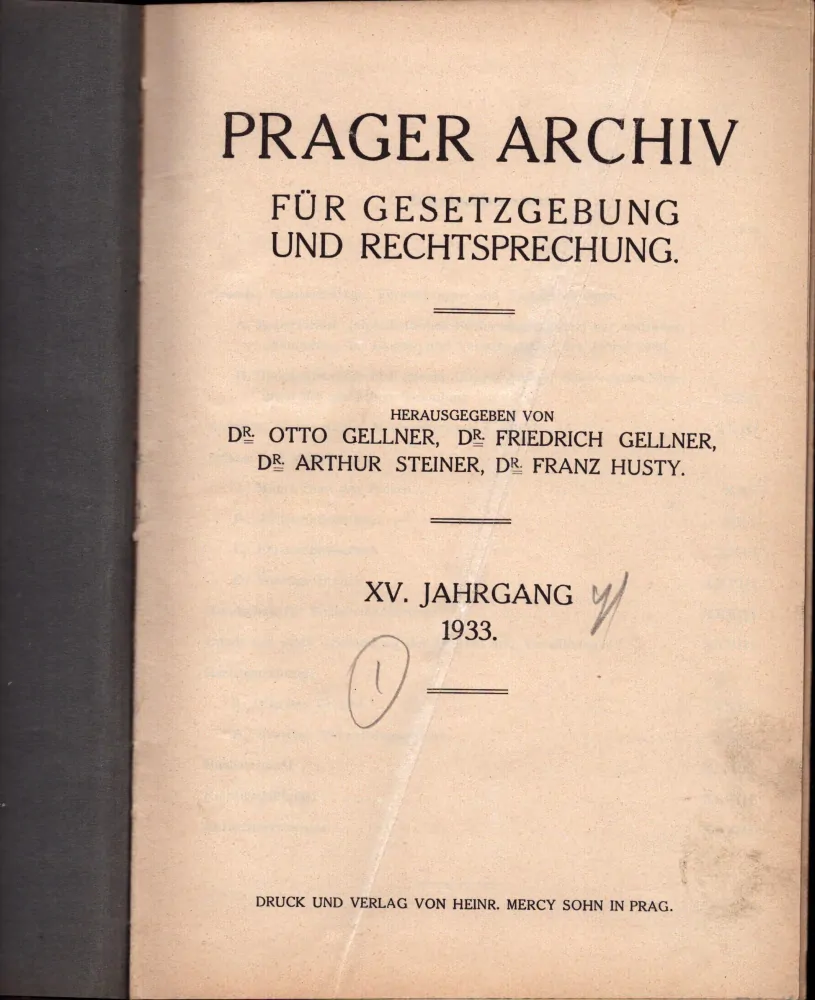 Prager Archiv für Gesetzgebung und Rechtsprechung 1933 - komplet