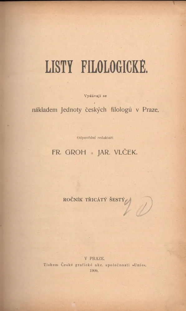 Listy filologické 1909 r. 36 - komplet