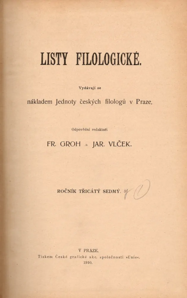 Listy filologické 1910 r. 37 - komplet