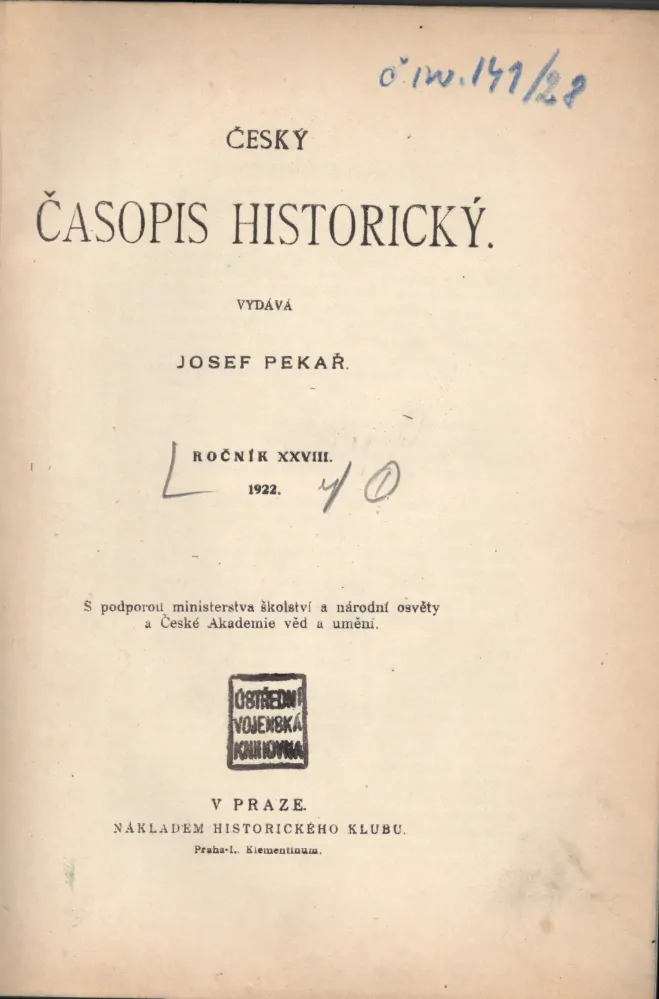 Český časopis historický 1922 r. 28 - komplet