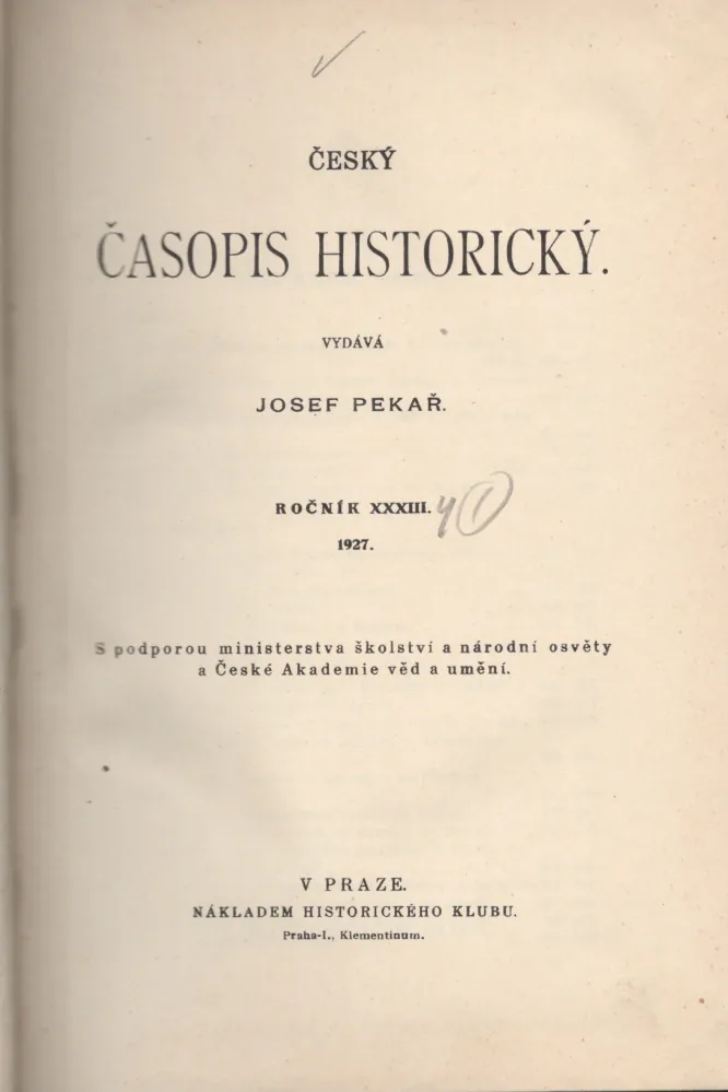 Český časopis historický 1927 r. 33 - komplet