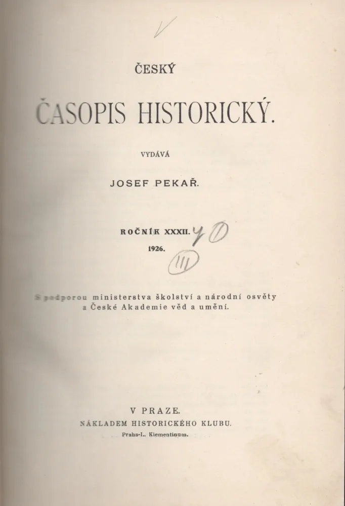 Český časopis historický 1926 r. 32 - komplet