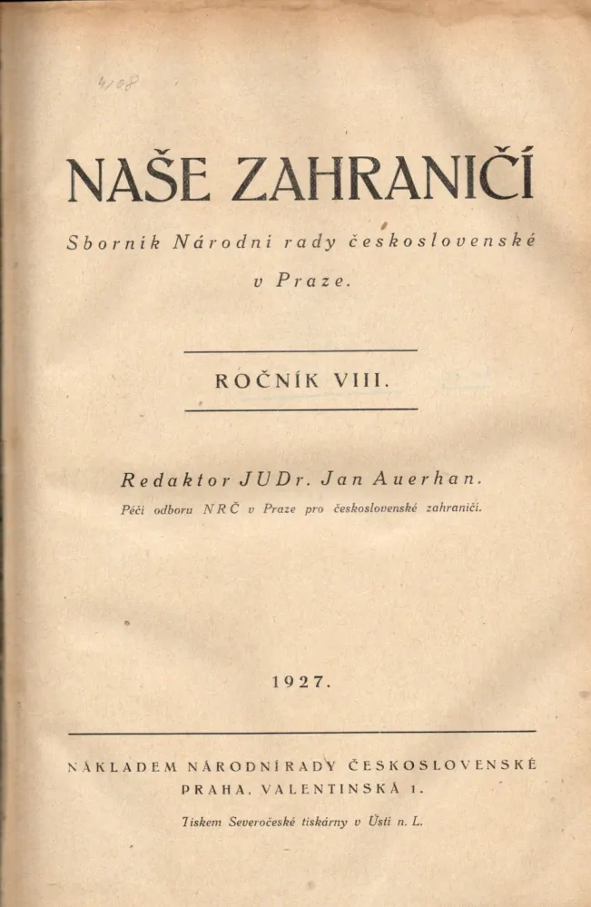 Naše zahraničí 1927 r. 8 - komplet