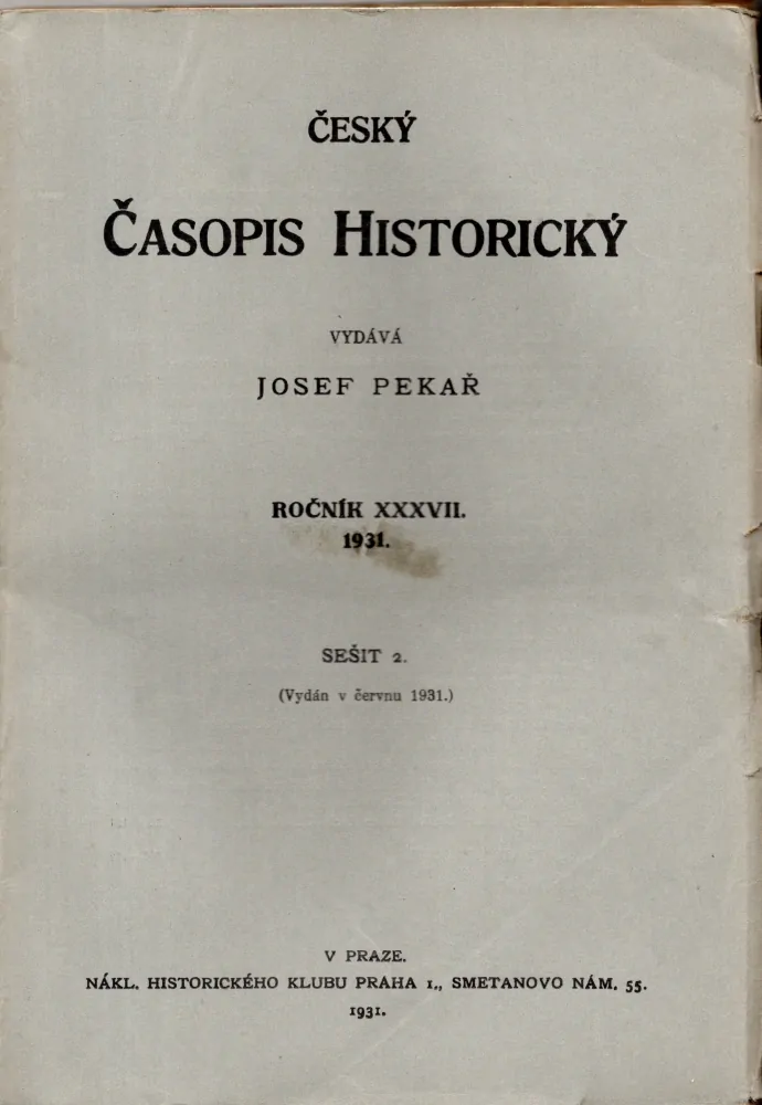 Český časopis historický 1931 r. 37 - komplet