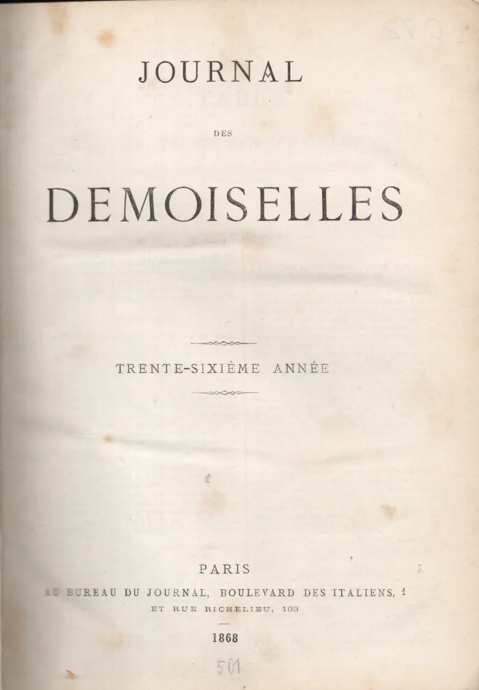 Journal des demoiselles 1868 r. 36 - komplet