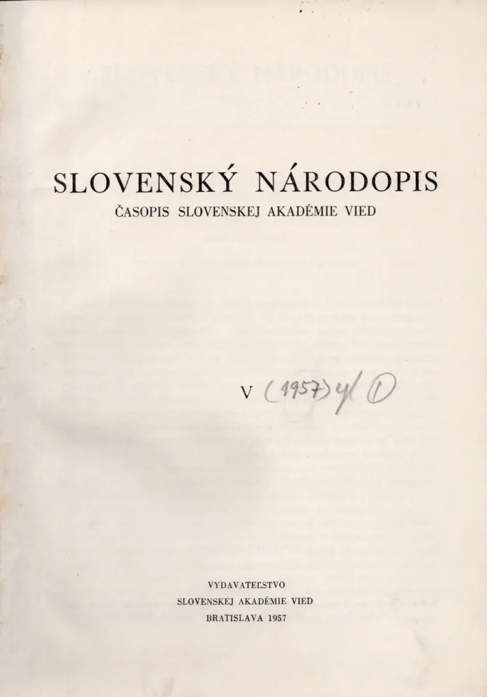 Slovenský národopis 1957 r. 5 - komplet