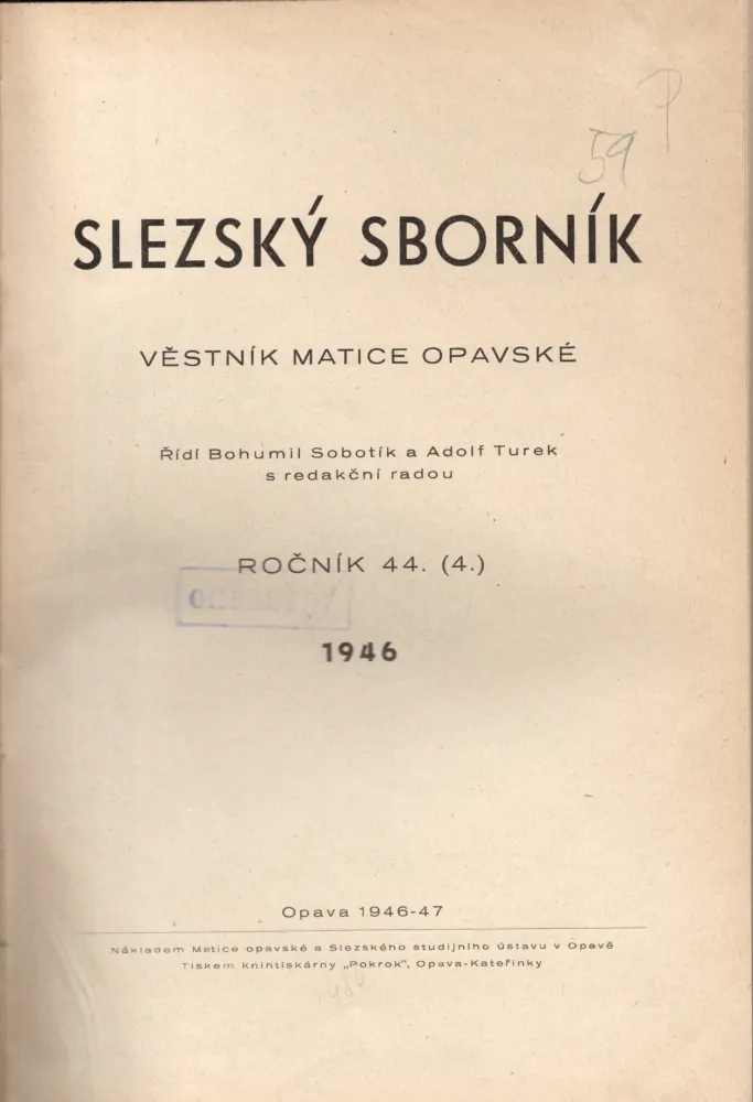 Slezský sborník 1946 r. 44 - komplet