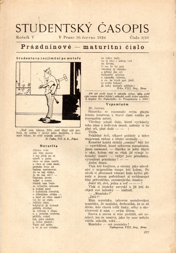 Studentský časopis 1925-26 r. 5 - komplet